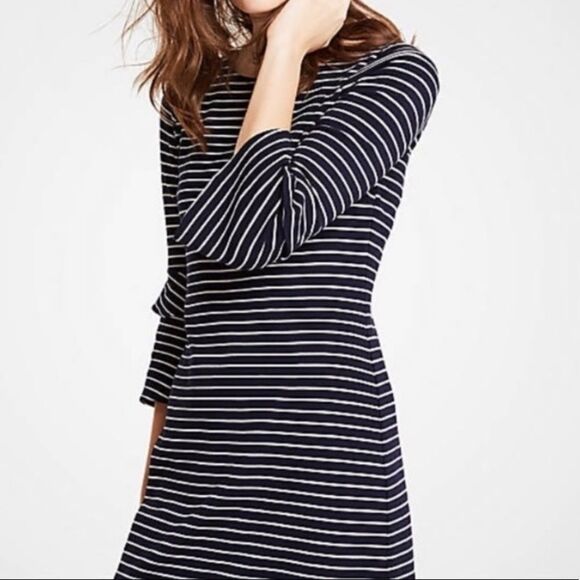 ANN Taylor double bell sleeve striped dress - Picture 2 of 8